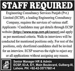 Jobs in ECSP Lahore